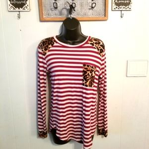 Urban Flamingo Fits Like Small Maroon and White Stripes With Leopard Detail